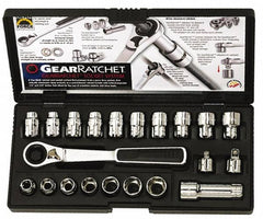 GearWrench - 21 Piece 3/8" Drive Socket Set - 3/8" to 3/4" (10mm to 19mm) Range, Inch/Metric Measurement Standard - Makers Industrial Supply