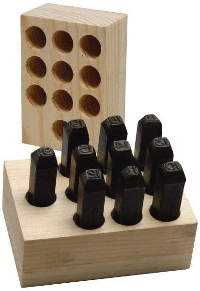 Made in USA - 10 Piece, 3/16" Character Steel Stamp Set - Double Digit Figures, Double Digits - Makers Industrial Supply