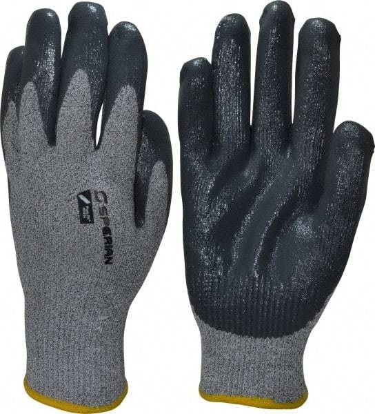 Honeywell - Size L (9), ANSI Cut Lvl 4, Abrasion Lvl 4, Nitrile Coated Cut Resistant Gloves - Palm & Fingers Coated, HPPE/Stainless Steel Blend Lining, Knit Wrist, Gray/Gray, Paired - Makers Industrial Supply