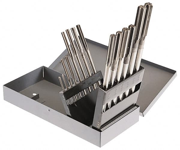 Made in USA - 0.123" to 0.4995", Chucking Reamer Set - Straight Flute, Right Hand Cut, 14 Pieces - Makers Industrial Supply