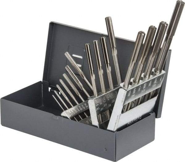 Made in USA - 1/16" to 1/2", Chucking Reamer Set - Straight Flute, Right Hand Cut, 15 Pieces - Makers Industrial Supply