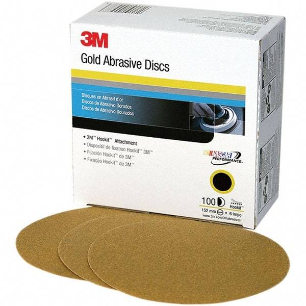 3M - 6" Diam, 120 Grit, Aluminum Oxide Hook & Loop Disc - Fine Grade, Coated, C Weight Paper Backing, Series 236U - Makers Industrial Supply