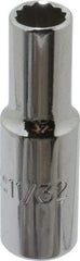 Proto - 11/32", 3/8" Drive, Deep Hand Socket - 12 Points, 2-1/8" OAL, Alloy Steel, Chrome Finish - Makers Industrial Supply