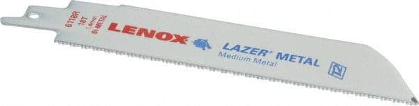 Lenox - 6" Long x 1" Thick, Bi-Metal Reciprocating Saw Blade - Straight Profile, 18 TPI, Toothed Edge - Makers Industrial Supply