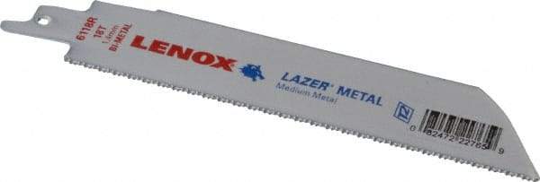 Lenox - 6" Long x 1" Thick, Bi-Metal Reciprocating Saw Blade - Straight Profile, 18 TPI, Toothed Edge - Makers Industrial Supply