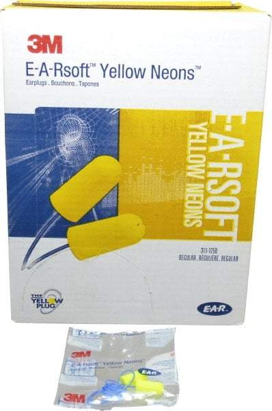 3M - Disposable, Corded, 33 dB Earplugs - Yellow, 200 Pairs - Makers Industrial Supply