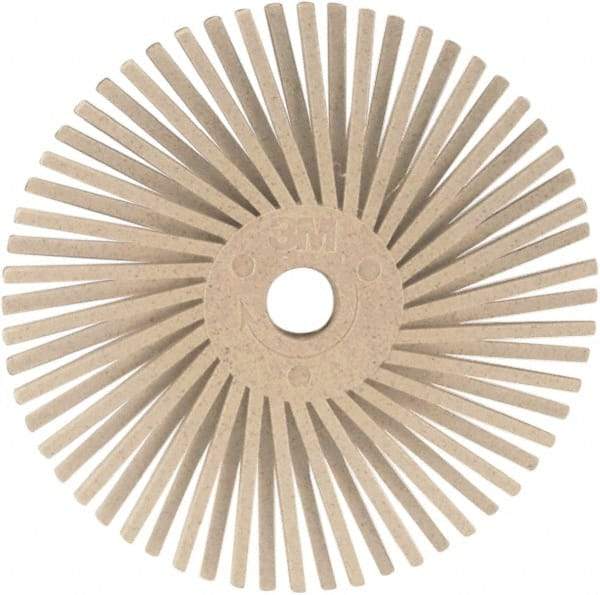 3M - 3" 120 Grit Ceramic Tapered Disc Brush - Fine Grade, Plain Hole Connector, 1" Trim Length, 0.37" Arbor Hole - Makers Industrial Supply