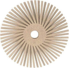 3M - 3" 120 Grit Ceramic Tapered Disc Brush - Fine Grade, Plain Hole Connector, 1" Trim Length, 0.37" Arbor Hole - Makers Industrial Supply