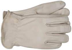 PRO-SAFE - Size L (9) Grain Cowhide General Protection Work Gloves - For Work & Driver, Uncoated, Slip-On Cuff, Full Fingered, Natural, Paired - Makers Industrial Supply