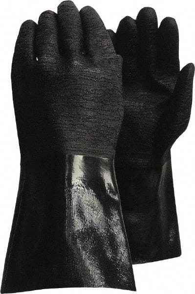 PIP - Size L (9), 14" Long, Supported, Neoprene Chemical Resistant Gloves - Textured Finish, Jersey Lined, Gauntlet Cuff, ANSI Cut Level 0, Puncture Level 1, Abrasion Level 3, Black - Makers Industrial Supply