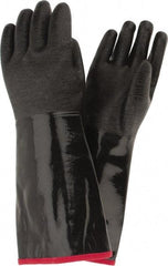 PIP - Size L (9), 18" Long, Supported, Neoprene Chemical Resistant Gloves - Textured Finish, Foam Lined, Gauntlet Cuff, ANSI Abrasion Level 3, ANSI Cut Level 0, ANSI Puncture Level 1, Black - Makers Industrial Supply