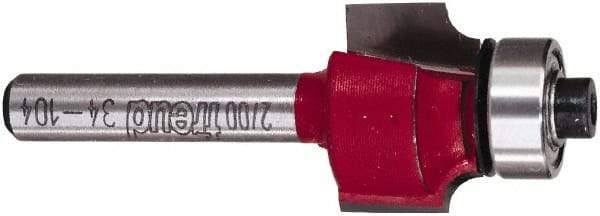 Freud - 3/4" Cut Diam, 1/2" Length of Cut, 0 Flute Round-Over Edge Profile Router Bit - Carbide-Tipped, 1/4" Shank Diam, 2-3/16" OAL, Proprietary Coating - Makers Industrial Supply