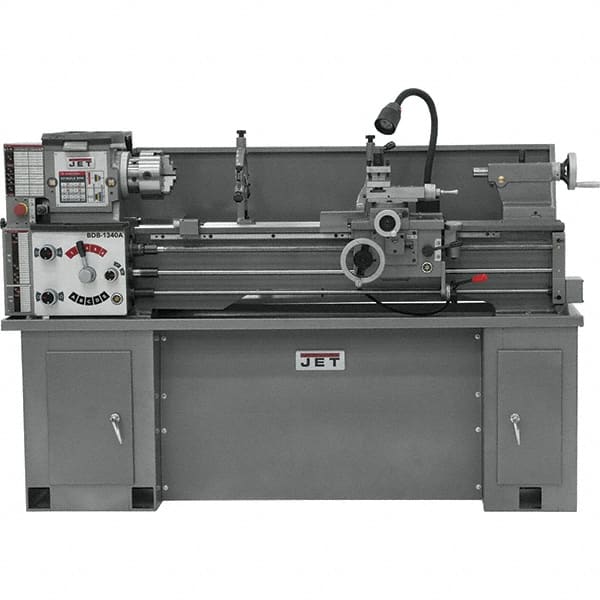 Jet - 13" Swing, 40" Between Centers, 230 Volt, Single Phase Bench Lathe - 5MT Taper, 2 hp, 60 to 1,240 RPM, 1-3/8" Bore Diam, 32" Deep x 45" High x 71" Long - Makers Industrial Supply