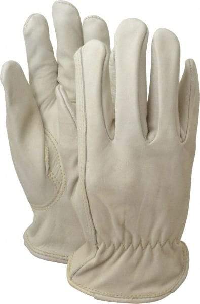 PRO-SAFE - Size S (7) Grain Cowhide General Protection Work Gloves - For Work & Driver, Uncoated, Slip-On Cuff, Full Fingered, Natural, Paired - Makers Industrial Supply