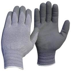 ATG - Size S (7), ANSI Cut Lvl A4, Puncture Lvl 3, Abrasion Lvl 4, Nitrile Coated Cut Resistant Gloves - 9" Long, Palm & Fingers Coated, Dyneema Lining, Knit Wrist, Gray, Paired - Makers Industrial Supply