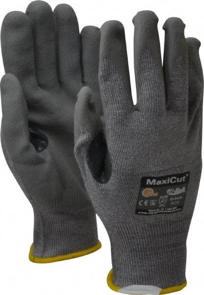 ATG - Size XL (10), ANSI Cut Lvl A4, Puncture Lvl 3, Abrasion Lvl 4, Nitrile Coated Cut Resistant Gloves - 9" Long, Palm & Fingers Coated, Dyneema Lining, Knit Wrist, Gray, Paired - Makers Industrial Supply