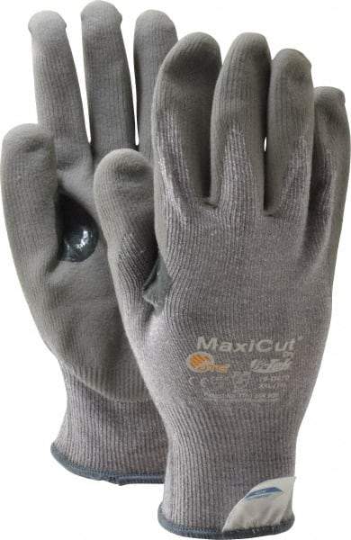 ATG - Size 2XL (11), ANSI Cut Lvl A4, Puncture Lvl 3, Abrasion Lvl 4, Nitrile Coated Cut Resistant Gloves - 9" Long, Palm & Fingers Coated, Dyneema Lining, Knit Wrist, Gray, Paired - Makers Industrial Supply