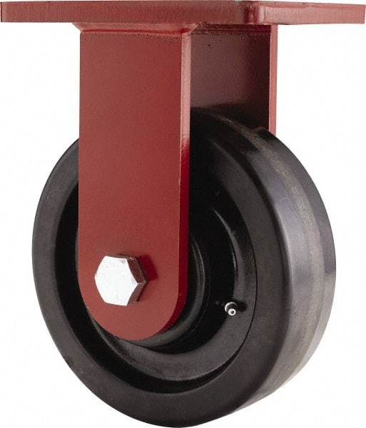 Hamilton - 8" Diam x 2-1/2" Wide x 10-1/2" OAH Top Plate Mount Rigid Caster - Phenolic, 2,000 Lb Capacity, Tapered Roller Bearing, 5-1/2 x 7-1/2" Plate - Makers Industrial Supply