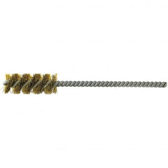 Brush Research Mfg. - 1/8" Diam Helical Brass Tube Brush - Single Spiral, 0.003" Filament Diam, 1" Brush Length, 4" OAL, 0.073" Diam Stainless Steel Shank - Makers Industrial Supply