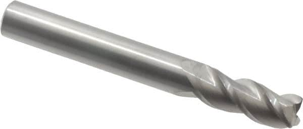 Accupro - 5/16", 3 Flute, Single End, Solid Carbide, 0.03" Corner Radius End Mill - 2-1/2" OAL, 40° Helix, Right Hand Flute, 3/4" LOC, Right Hand Cut - Makers Industrial Supply