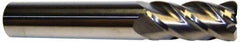 Accupro - 1/4", 4 Flute, Single End, Solid Carbide, 0.09" Corner Radius End Mill - 4" OAL, 40° Helix, Right Hand Flute, 1-1/2" LOC, Right Hand Cut - Makers Industrial Supply