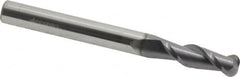 Accupro - 1/4", 2 Flute, Single End, Solid Carbide, 0.09" Corner Radius End Mill - 2-1/2" OAL, 40° Helix, Right Hand Flute, 3/4" LOC, Right Hand Cut - Makers Industrial Supply