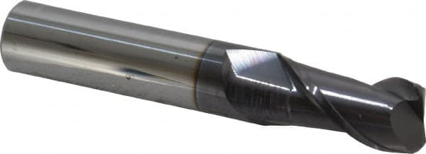 Accupro - 1/2", 2 Flute, Single End, Solid Carbide, 0.09" Corner Radius End Mill - 3" OAL, 40° Helix, Right Hand Flute, 1" LOC, Right Hand Cut - Makers Industrial Supply