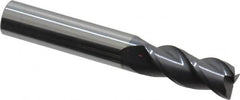 Accupro - 3/8", 3 Flute, Single End, Solid Carbide, 0.02" Corner Radius End Mill - 2-1/2" OAL, 40° Helix, Right Hand Flute, 7/8" LOC, Right Hand Cut - Makers Industrial Supply