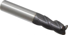 Accupro - 3/8", 3 Flute, Single End, Solid Carbide, 0.045" Corner Radius End Mill - 2-1/2" OAL, 40° Helix, Right Hand Flute, 7/8" LOC, Right Hand Cut - Makers Industrial Supply