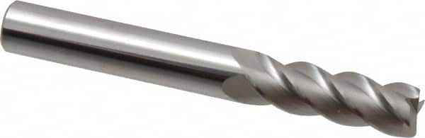 Accupro - 3/8", 4 Flute, Single End, Solid Carbide, 0.015" Corner Radius End Mill - 3" OAL, 40° Helix, Right Hand Flute, 1-1/8" LOC, Right Hand Cut - Makers Industrial Supply