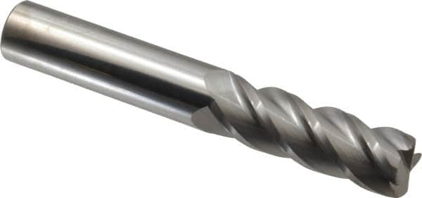 Accupro - 3/4", 4 Flute, Single End, Solid Carbide, 0.09" Corner Radius End Mill - 5" OAL, 40° Helix, Right Hand Flute, 2-1/4" LOC, Right Hand Cut - Makers Industrial Supply