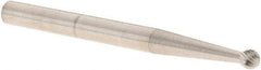 M.A. Ford - 3/32" Cut Diam, 1/8" Shank Diam, Ball Head Double Cut Burr - Carbide, Radius End, 5/64" LOC, 1-1/2" OAL - Makers Industrial Supply