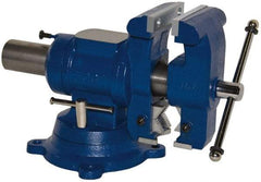 Yost Vises - 5-1/8" Jaw Width x 4, 4-1/2" (V-Jaw) Jaw Opening Capacity, 3-1/2" Throat Depth, Bench & Pipe Combination Vise - 23/32 to 3" Pipe Capacity, Swivel Base, Bolt Down Attachment, Cast Iron - Makers Industrial Supply