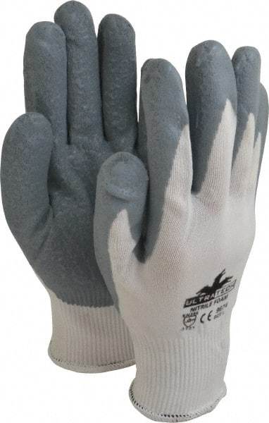 MCR Safety - Size L (9) Nitrile Coated Nylon General Protection Work Gloves - For General Purpose, Palm & Fingers Coated, Knit Wrist Cuff, Full Fingered, Gray/White, Paired - Makers Industrial Supply