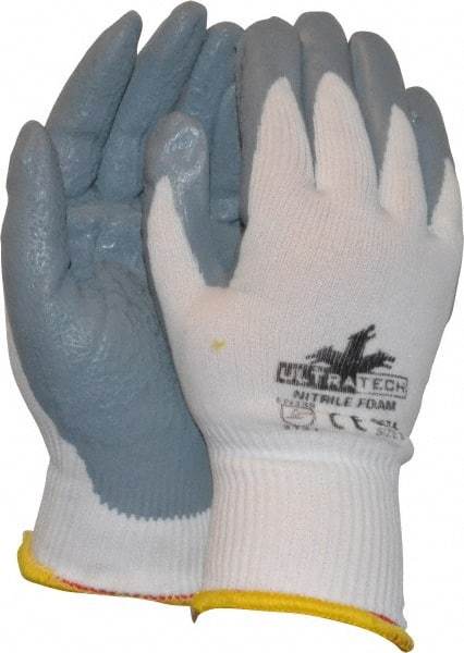 MCR Safety - Size S (7) Nitrile Coated Nylon General Protection Work Gloves - For General Purpose, Palm & Fingers Coated, Knit Wrist Cuff, Full Fingered, Gray/Yellow, Paired - Makers Industrial Supply