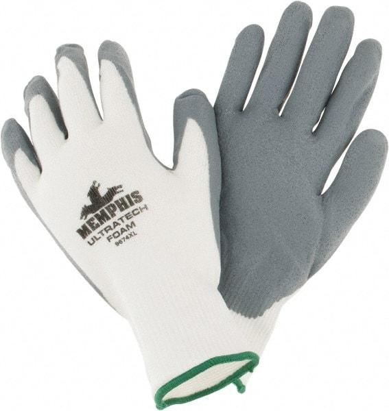 MCR Safety - Size XL (10) Nitrile Coated Nylon General Protection Work Gloves - For General Purpose, Palm & Fingers Coated, Knit Wrist Cuff, Full Fingered, Gray/Green, Paired - Makers Industrial Supply