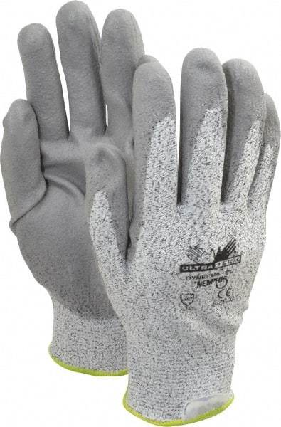 MCR Safety - Size XL (10), ANSI Cut Lvl 2, Polyurethane Coated Cut Resistant Gloves - Palm & Fingers Coated, Dyneema Lining, Knit Wrist, Salt & Pepper/Gray, Paired - Makers Industrial Supply