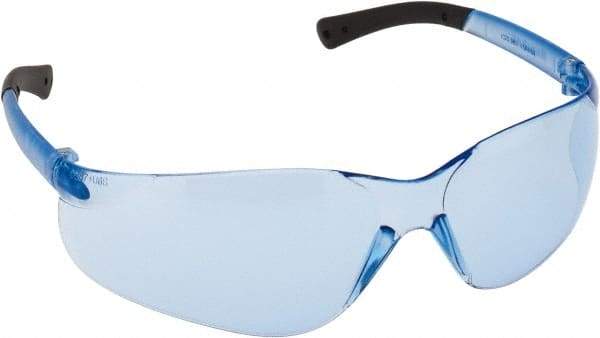 MCR Safety - Light Blue Lenses, Frameless Safety Glasses - Scratch Resistant, Plastic Frame, Size Universal, Wrap Around - Makers Industrial Supply