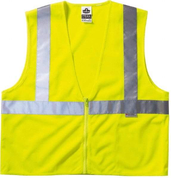 Ergodyne - Size 4X/5XL High Visibility Lime Mesh General Purpose Vest - 58 to 64" Chest, ANSI/ISEA 107, Zipper Closure, 3 Pockets, Polyester - Makers Industrial Supply