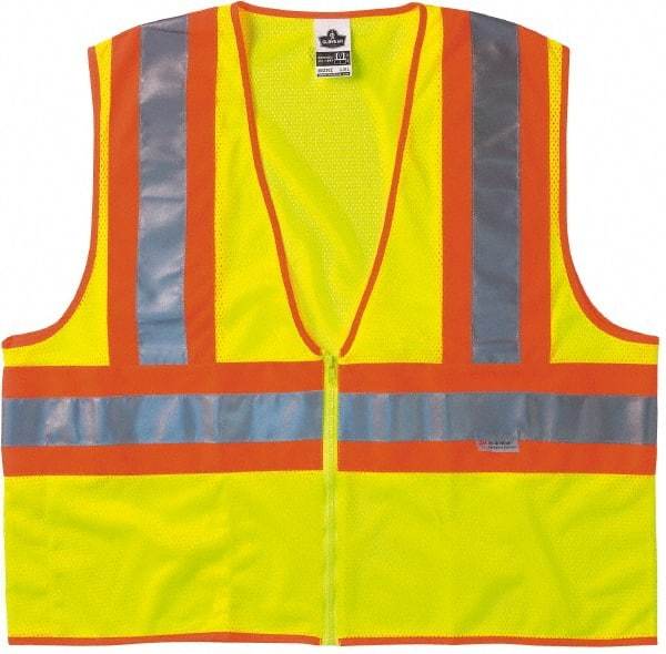 Ergodyne - Size L/XL High Visibility Lime Mesh General Purpose Vest - 44 to 52" Chest, ANSI/ISEA 107, Zipper Closure, 1 Pocket, Polyester - Makers Industrial Supply