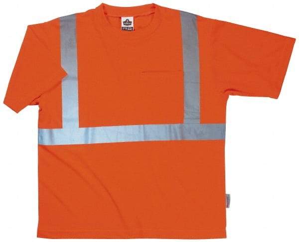 Ergodyne - Size 3XL, Orange, High Visibility, Short Sleeve T-Pocket, - 50 to 54" Chest, 1 Pocket, Polyester - Makers Industrial Supply