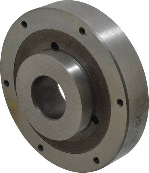 Buck Chuck Company - Adapter Back Plate for 6" Diam Self Centering Lathe Chucks - D1-4 Mount, 1-1/2" Through Hole Diam, 3.109mm ID, 5.88" OD, 1.166" Flange Height, Steel - Makers Industrial Supply