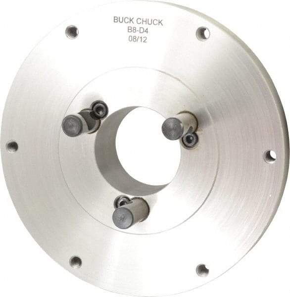 Buck Chuck Company - Adapter Back Plate for 8" Diam Self Centering Lathe Chucks - D1-4 Mount, 2.03" Through Hole Diam, 4.73mm ID, 8.13" OD, 1.068" Flange Height, Steel - Makers Industrial Supply