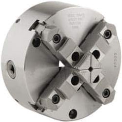 Buck Chuck Company - 4 Jaws, 8" Diam, Self Centering Manual Lathe Chuck - Front Mount, Adjustable, Reversible, 4,000 Max RPM, 2.37" Through Hole Diam, Forged Steel - Makers Industrial Supply