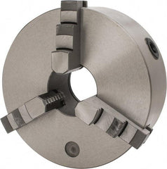 Interstate - 3 Jaws, 8" Diam, Self Centering Manual Lathe Chuck - Plain Back Mount Spindle, 2.5591" Through Hole Diam, 0.003" Axial Runout, Cast Iron - Makers Industrial Supply