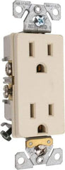 Cooper Wiring Devices - 125 VAC, 15 Amp, 5-15R NEMA Configuration, Ivory, Industrial Grade, Self Grounding Duplex Receptacle - 1 Phase, 2 Poles, 3 Wire, Flush Mount, Chemical and Impact Resistant - Makers Industrial Supply