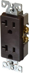 Cooper Wiring Devices - 125 VAC, 20 Amp, 5-20R NEMA Configuration, Brown, Industrial Grade, Self Grounding Duplex Receptacle - 1 Phase, 2 Poles, 3 Wire, Flush Mount, Chemical and Impact Resistant - Makers Industrial Supply