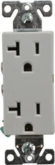 Cooper Wiring Devices - 125 VAC, 20 Amp, 5-20R NEMA Configuration, White, Industrial Grade, Self Grounding Duplex Receptacle - 1 Phase, 2 Poles, 3 Wire, Flush Mount, Chemical and Impact Resistant - Makers Industrial Supply