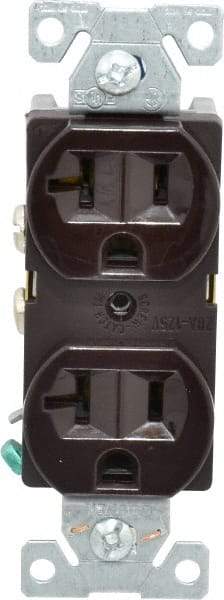 Cooper Wiring Devices - 125 VAC, 20 Amp, 5-20R NEMA Configuration, Brown, Specification Grade, Self Grounding Duplex Receptacle - 1 Phase, 2 Poles, 3 Wire, Flush Mount - Makers Industrial Supply