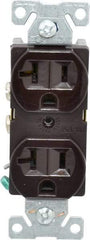 Cooper Wiring Devices - 125 VAC, 20 Amp, 5-20R NEMA Configuration, Brown, Specification Grade, Self Grounding Duplex Receptacle - 1 Phase, 2 Poles, 3 Wire, Flush Mount - Makers Industrial Supply